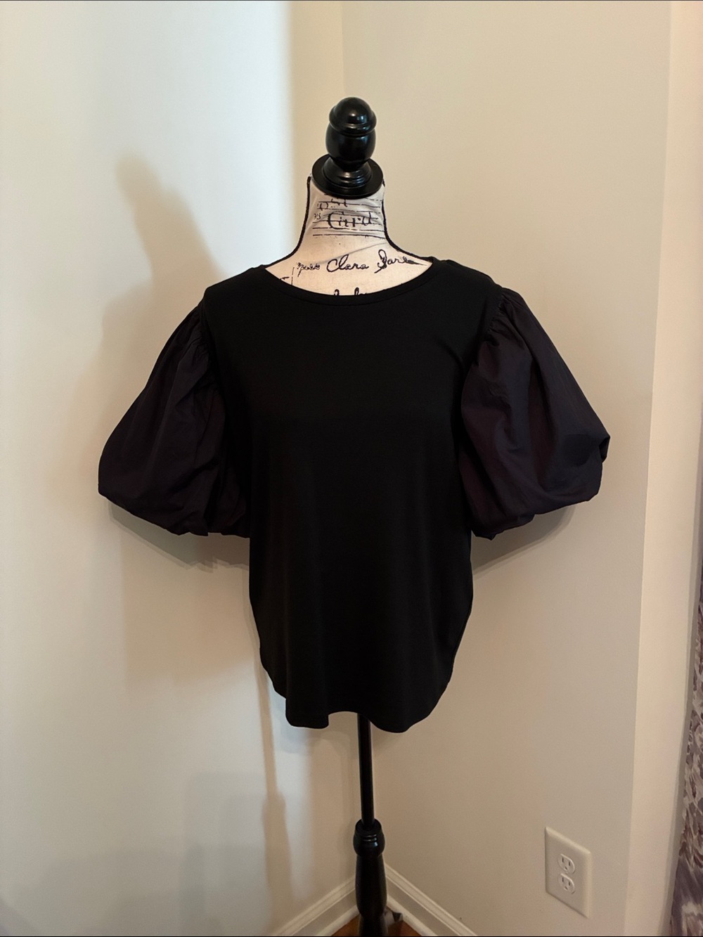 Brave+True Gabby Black Puff Sleeve Top